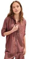 Le Bop Winnie Button Down Rust Stripe In Brown