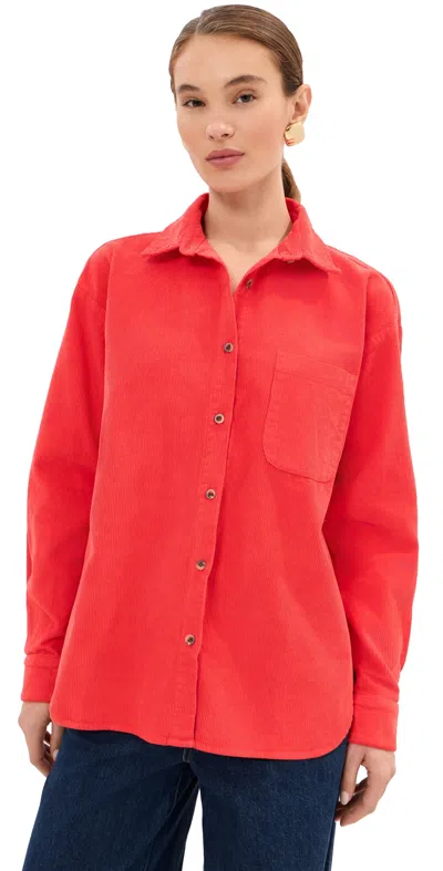 Le Bop Winnie Corduroy Button Down Shirt Red