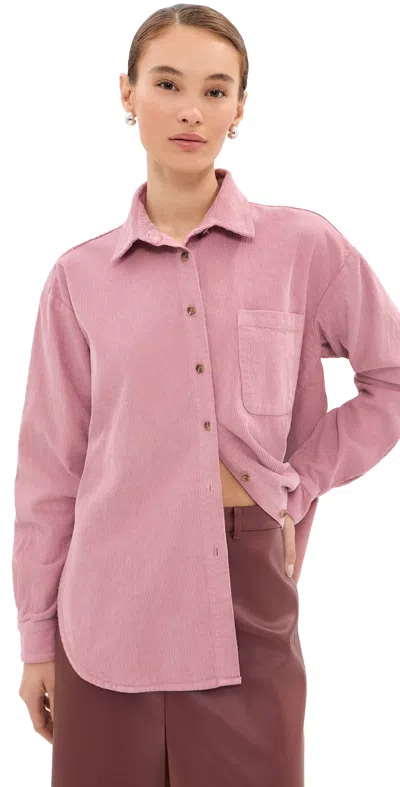 Le Bop Winnie Corduroy Button Down Shirt Rose In Pink