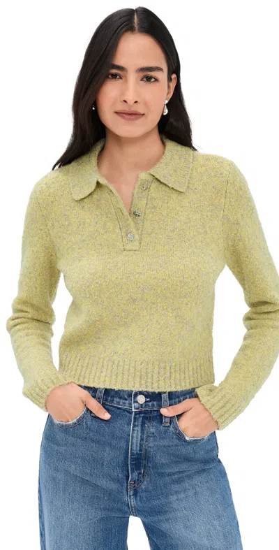 Le Bop Wren Boucle Polo Sweater Citrine In Yellow