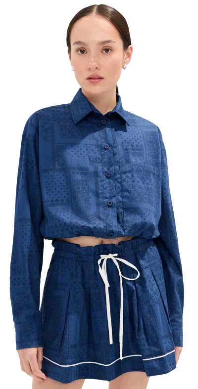 Le Bop Wylie Button Down Shirt Denim/navy In Blue