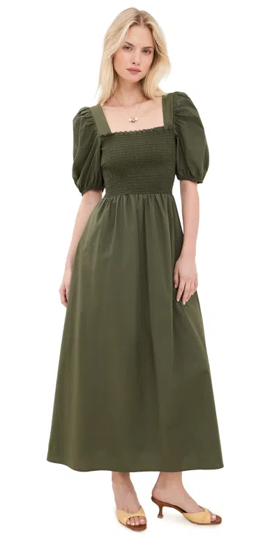 Le Bop X Mally K. Goldman Bristol Midi Dress Olive In Green