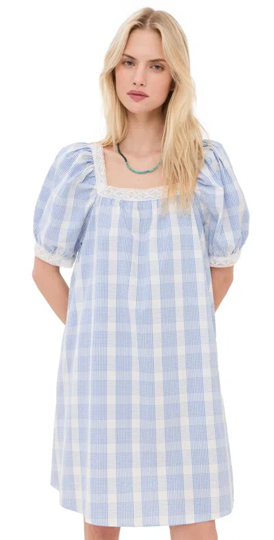 Le Bop X Mally K. Goldman Canon Mini Dress Plaid In Blue