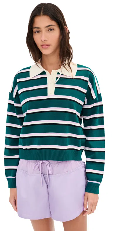 Le Bop Zadie Polo Juniper Stripe In Green