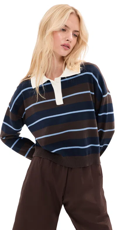 Le Bop Zadie Polo Shirt Chocolate Stripe