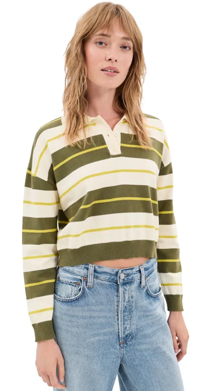 Le Bop Zadie Polo Shirt Dark Olive Stripe
