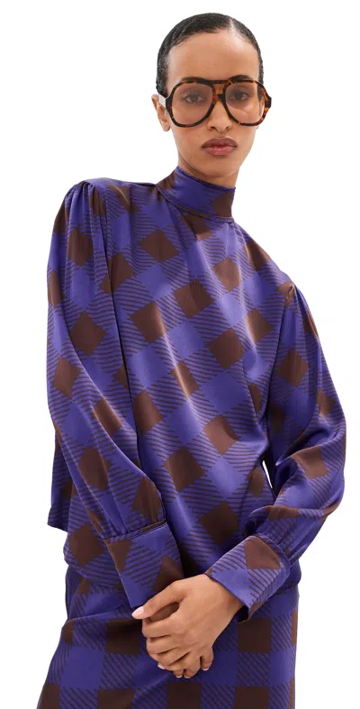 Le Bop Zaza Blouse Deep Blue/brown In Purple