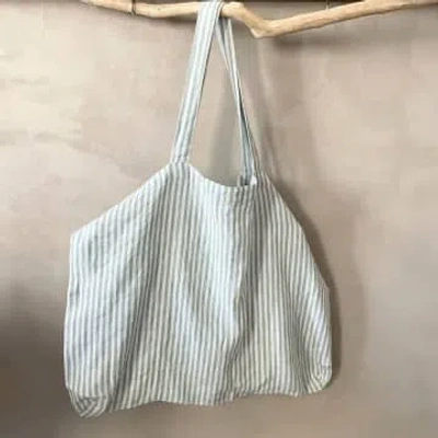 Le Bruit Qui Court Striped Flax Bag In White