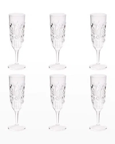 Le Cadeaux Fleur 8.8 Oz. Champagne Flutes, Set Of 6 In Clear