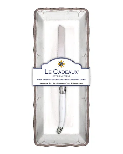 Le Cadeaux Melamine Baguette Tray & Bread Knife In White