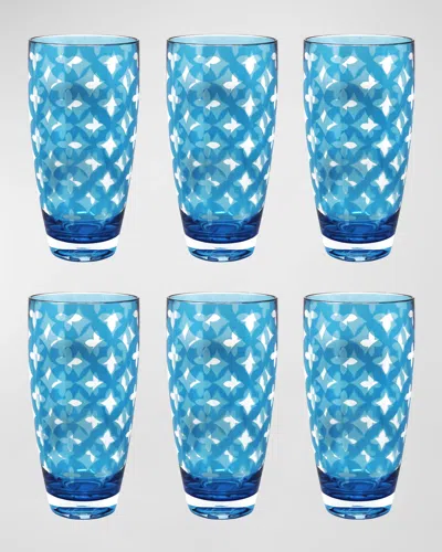 Le Cadeaux Palazzio Large Tumblers, Set Of 6 In Teal