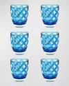 Le Cadeaux Palazzio Small Tumblers, Set Of 6 In Teal