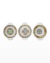 Le Cadeaux Set Of 3 Mini Handled Bowls 6" Assorted Patterns In Toscana