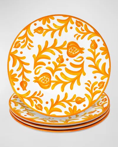 Le Cadeaux Sicily Dinner Plates, Set Of 4 In Cream, Orange