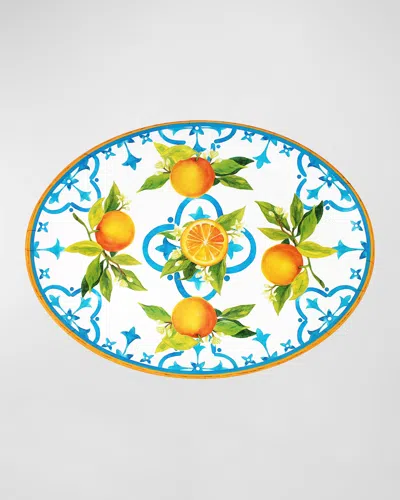 Le Cadeaux Valencia Platter In Cream, Blue, Orange