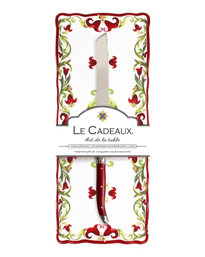 Le Cadeaux Vischio Baguette Tray Gift Set In White Red Green