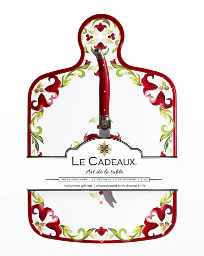 Le Cadeaux Vischio Cheeseboard Gift Set In White Red Green