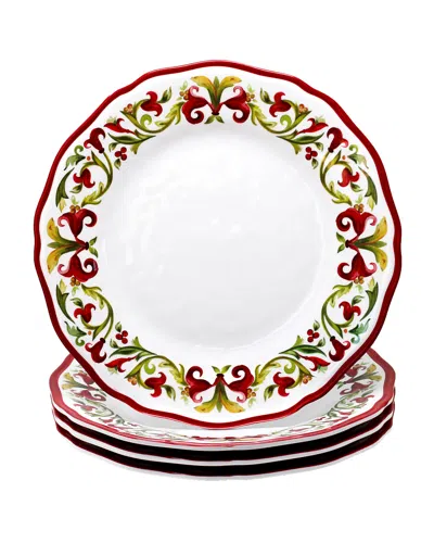 Le Cadeaux Vischio Dinner Plates, Set Of 4 In White Red Green
