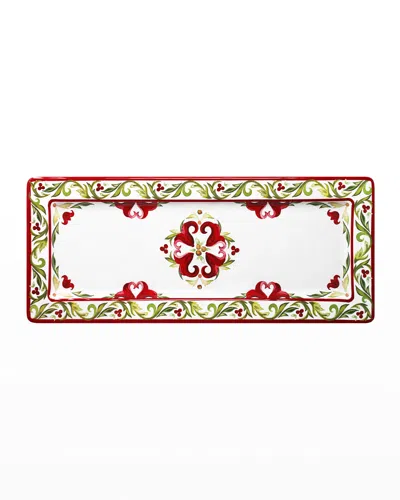 Le Cadeaux Vischio Rectangular Serving Platter In White Red Green
