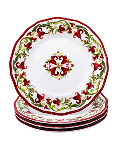 Le Cadeaux Vischio Salad Plates, Set Of 4 In White Red Green