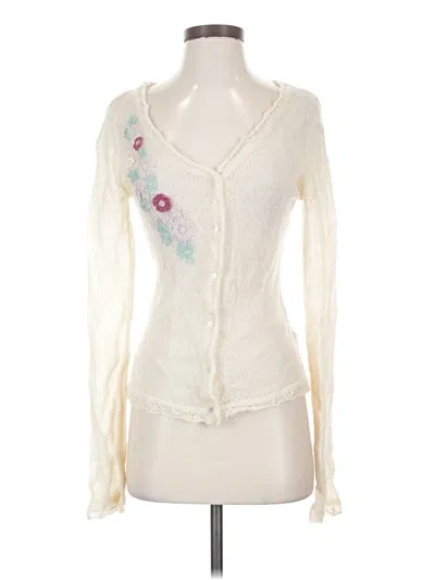 Pre-owned Le Chateau Long Sleeve Top Ivory Sweetheart Neckline Tops