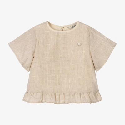 Le Chic Kids' Girls Beige Frill Blouse