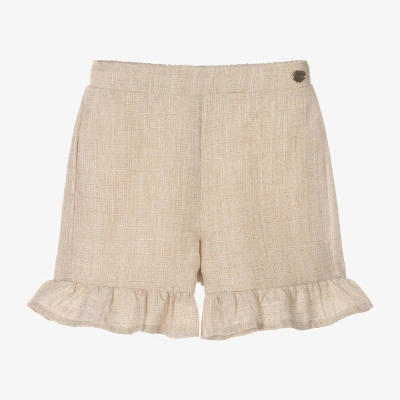 Le Chic Kids' Girls Beige Frill Woven Shorts
