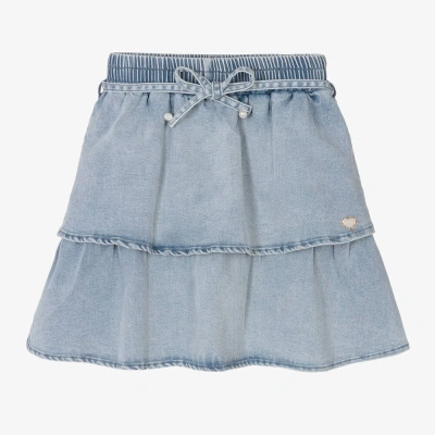 Le Chic Kids' Girls Blue Denim Ruffle Skirt