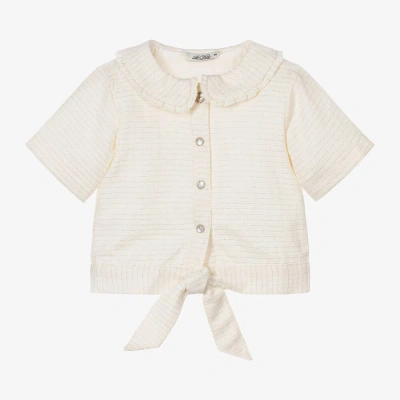Le Chic Kids' Girls Ivory Tweed Blouse