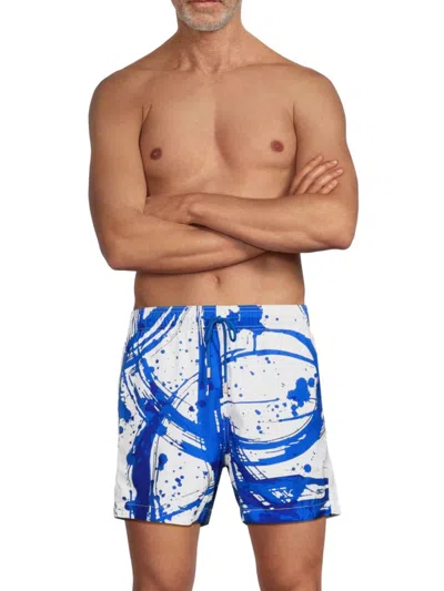 Le Club Original Men's Splash Print Swim Shorts In Blue