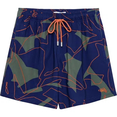 Le Club Resortwear 4.25" Le Club 4 Way Stretch Mens Swim Trunk In Multi