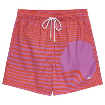 Le Club Resortwear 7" Le Club Mens Swim Trunk In Orange/pink