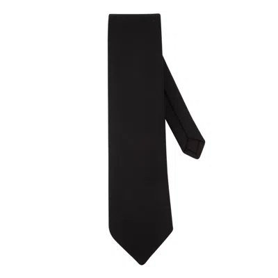 Le Colonel Men's Black Italian Wool Tie