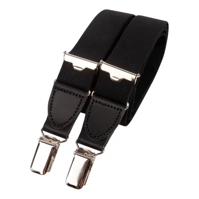 Le Colonel Men's Black Leather Black Skinny Braces