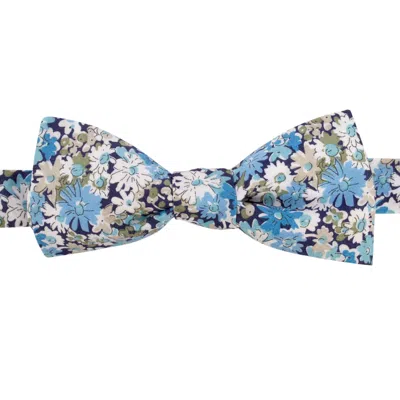 Le Colonel Men's Blue / White / Green Liberty Blue Libby Bow Tie In Multi