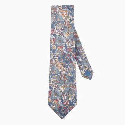 Le Colonel Men's Liberty Strawberry Thief Tie In Grey Blue