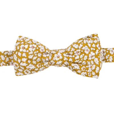 Le Colonel Men's Yellow / Orange Mustard Liberty Feather Meadow Bow Tie