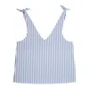 Le Colonel Women's Blue / White Blue Stripes Seersucker Tank Top In Blue/white