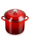 Le Creuset 10-quart Enameled Stainless Steel Stock Pot In Cerise