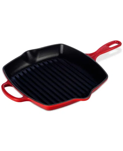 Le Creuset 10.25" Enameled Cast Iron Skillet Grill With Helper Handle In Pink