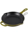 Le Creuset 10.25" Enameled Cast Iron Skillet With Helper Handle In Olive