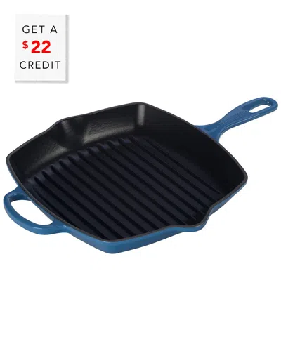 Le Creuset 10.25in Signature Square Skillet Grill With $22 Credit In Blue