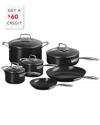 Le Creuset 10pc Cookware Set With $60 Credit In Black