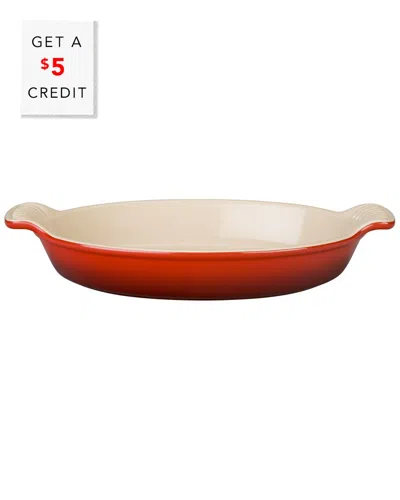Le Creuset 11in Heritage Oval Au Gratin Dish With $5 Credit In Red