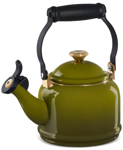 Le Creuset 1.25 Quart Enamel On Steel Demi Tea Kettle In Olive