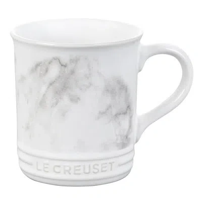 Le Creuset 14 Oz. Coffee Mug Stoneware Applique In Gray;white Marble