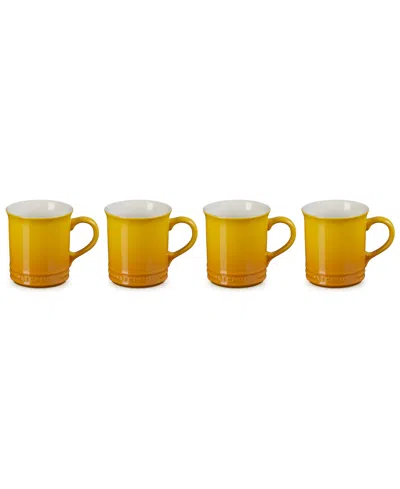 Le Creuset 14 Oz. Stoneware Set Of Four Coffee Mugs In Yellow