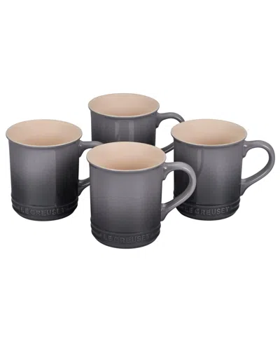 Le Creuset 14 Oz. Stoneware Set Of Four Coffee Mugs In Oyster