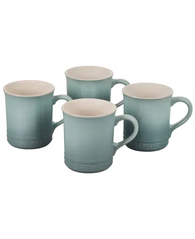 Le Creuset 14 Oz. Stoneware Set Of Four Coffee Mugs In Sea Salt