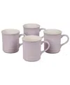 Le Creuset 14 Oz. Stoneware Set Of Four Coffee Mugs In Shallot